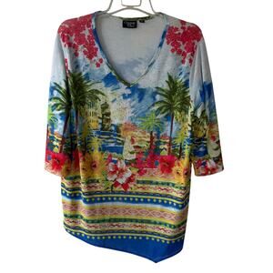 Onque Casual Beaded V Neck Assymetrical top